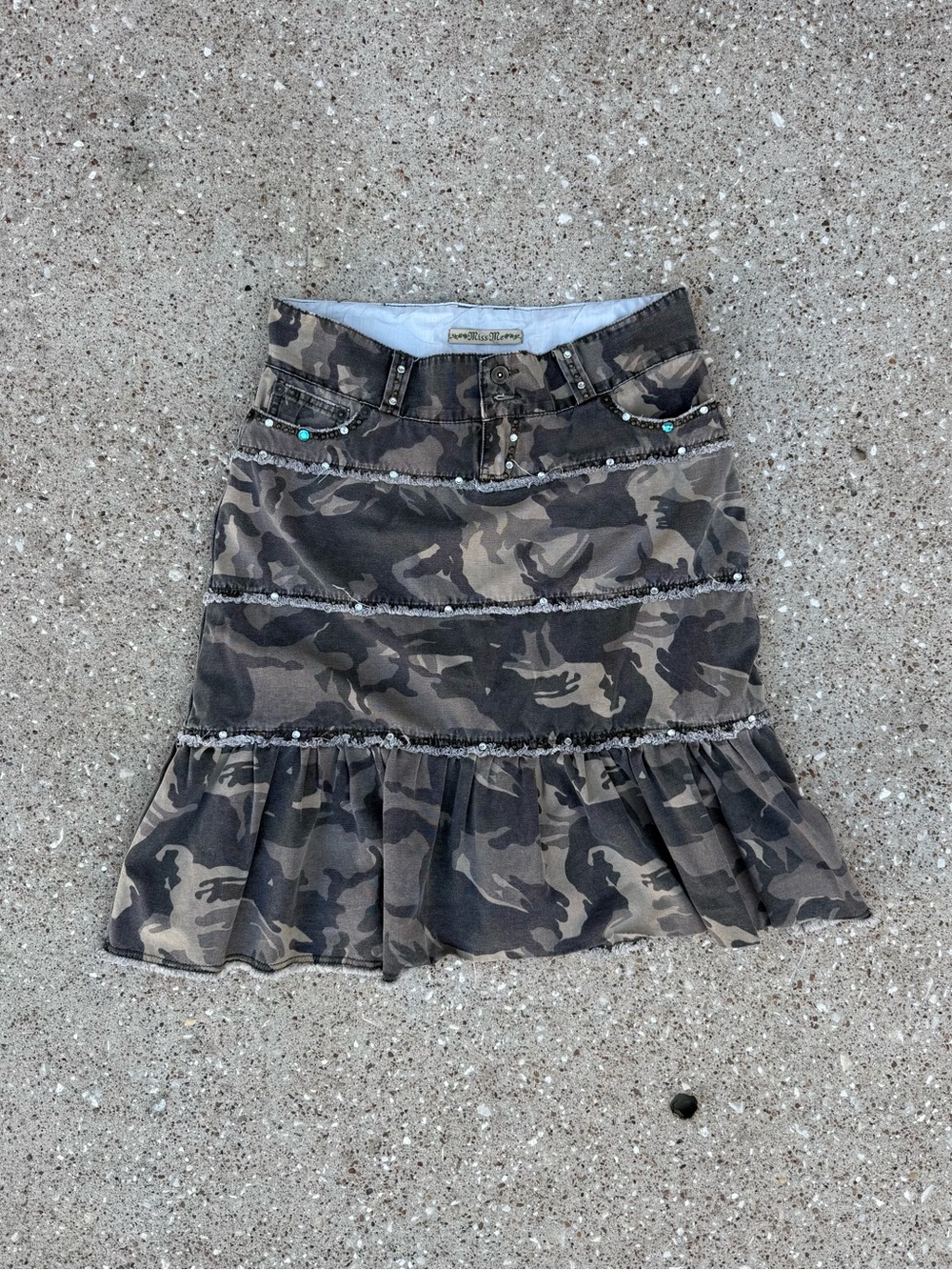 Miss Me Camo Tiered Midi Skirt - Brown/Olive